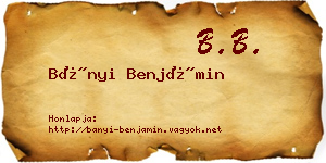 Bányi Benjámin névjegykártya